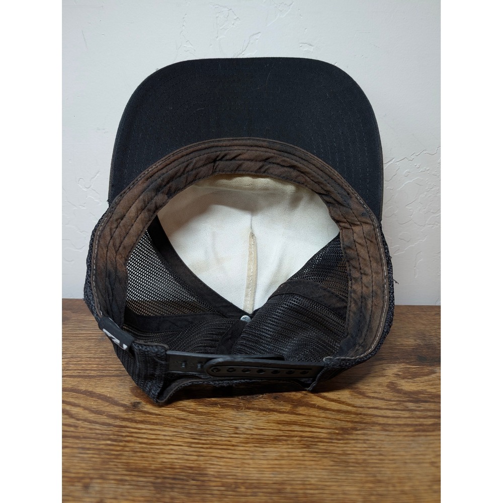 Vintage Honda Fly Racing Trucker Hat Mesh Snapback Black White Distressed Cap - Picture 8 of 8